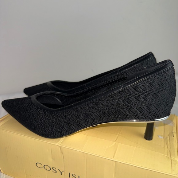 Cosy Island Black LuxeFlex Pointed Toe Heeled Pumps Pointed Toe Kitten Size 8 - Picture 6 of 11